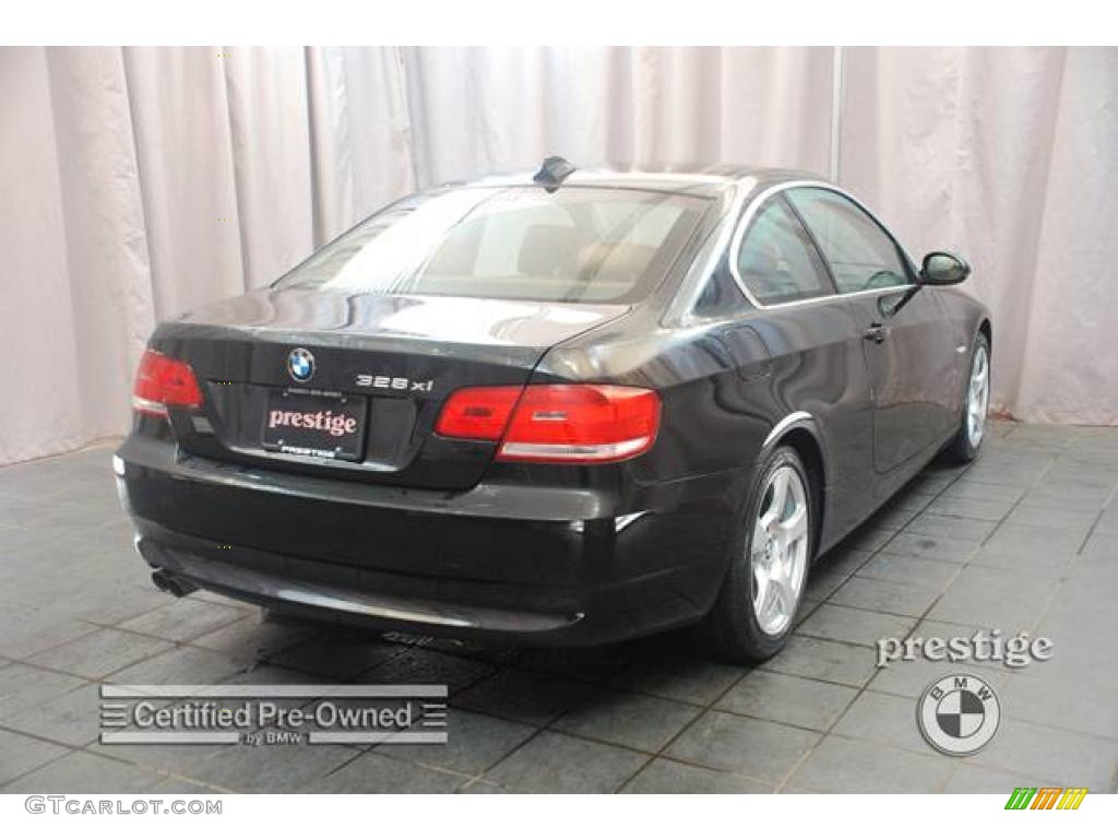 2007 3 Series 328xi Coupe - Jet Black / Saddle Brown/Black photo #2