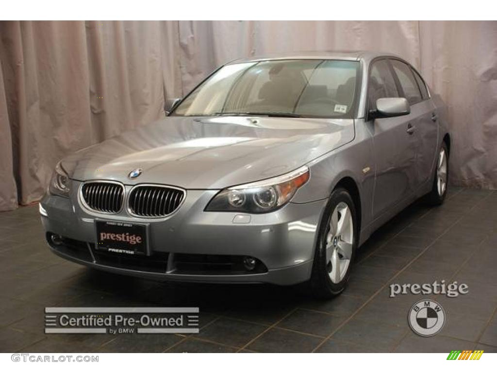 2007 5 Series 525xi Sedan - Silver Grey Metallic / Black photo #1