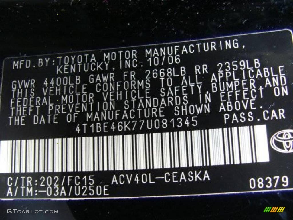 2007 Camry SE - Black / Dark Charcoal photo #15