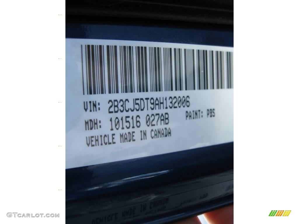 2010 Challenger Color Code PBS for Deep Water Blue Pearl Photo #21086182