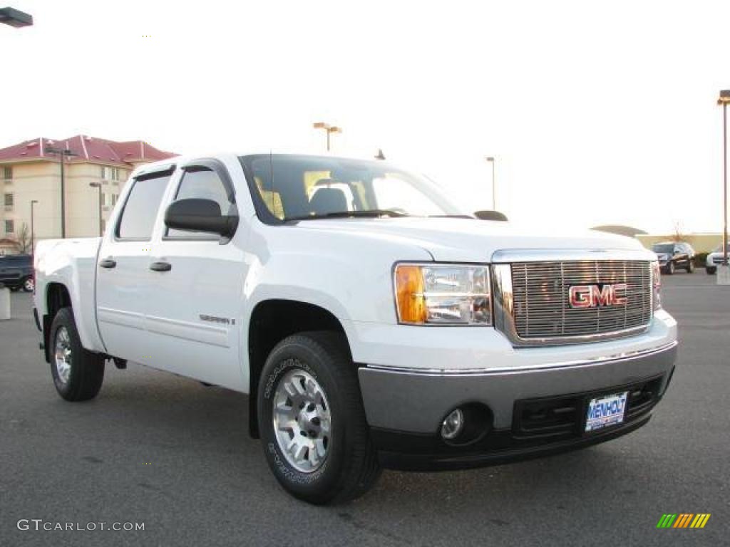 2008 Sierra 1500 SLE Crew Cab 4x4 - Summit White / Ebony photo #3