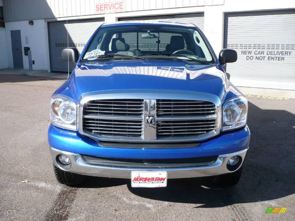 2007 Ram 1500 SLT Quad Cab 4x4 - Electric Blue Pearl / Medium Slate Gray photo #2