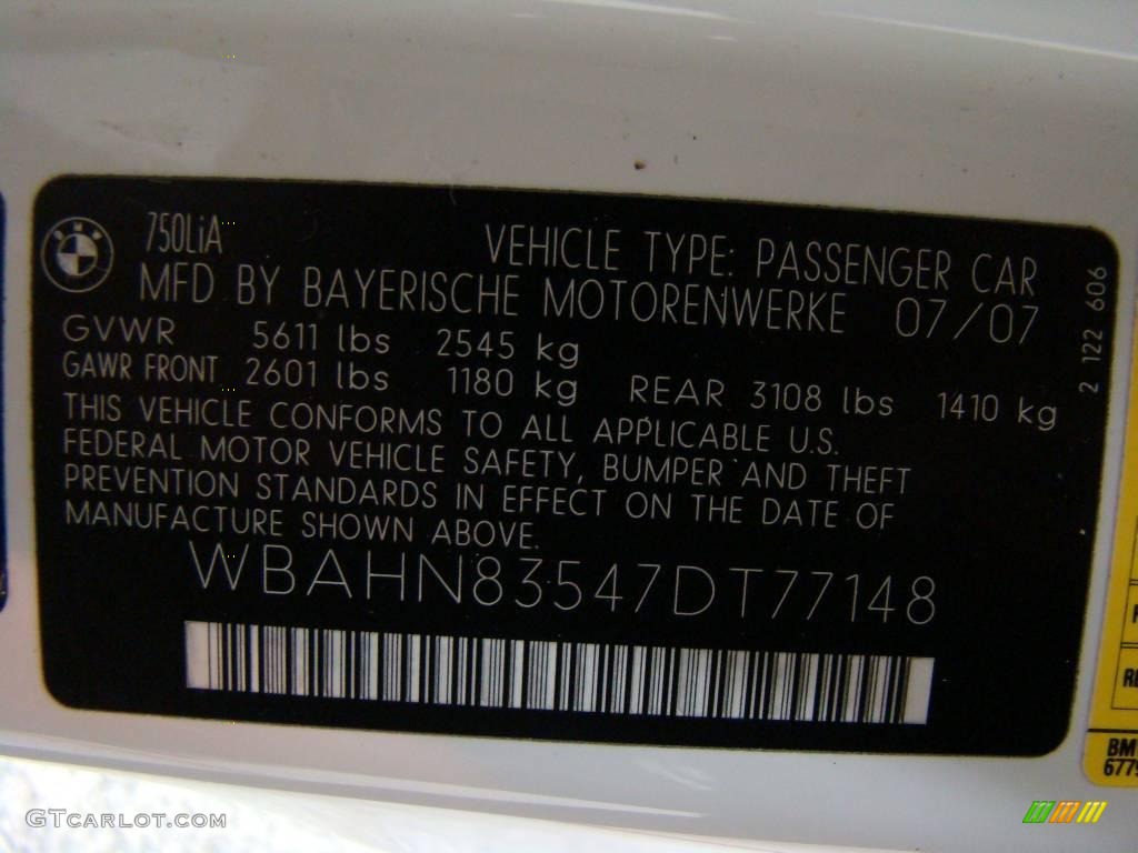 2007 7 Series 750Li Sedan - Alpine White / Beige photo #16