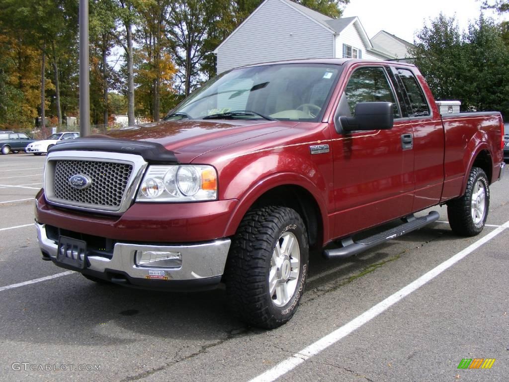 2004 F150 XLT SuperCab 4x4 - Dark Toreador Red Metallic / Tan photo #1