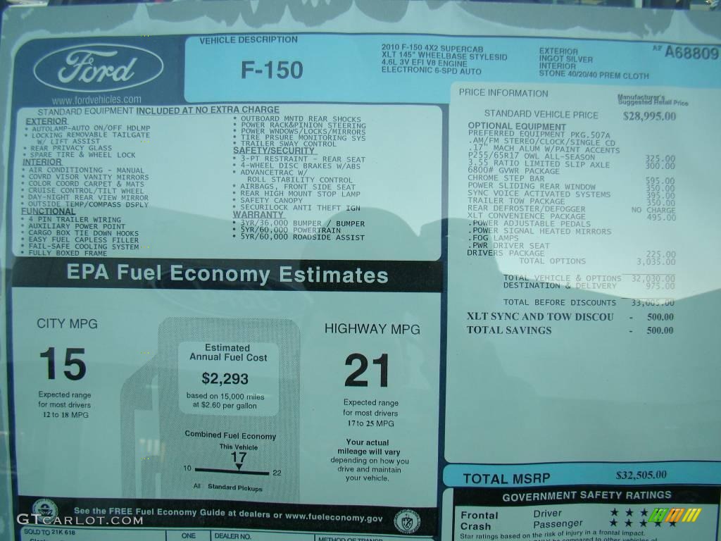 2010 F150 XLT SuperCab - Ingot Silver Metallic / Medium Stone photo #14