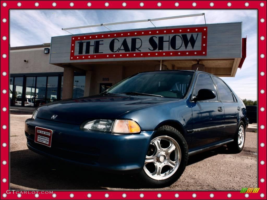 1995 Civic DX Sedan - Harvard Blue Pearl / Grey photo #1