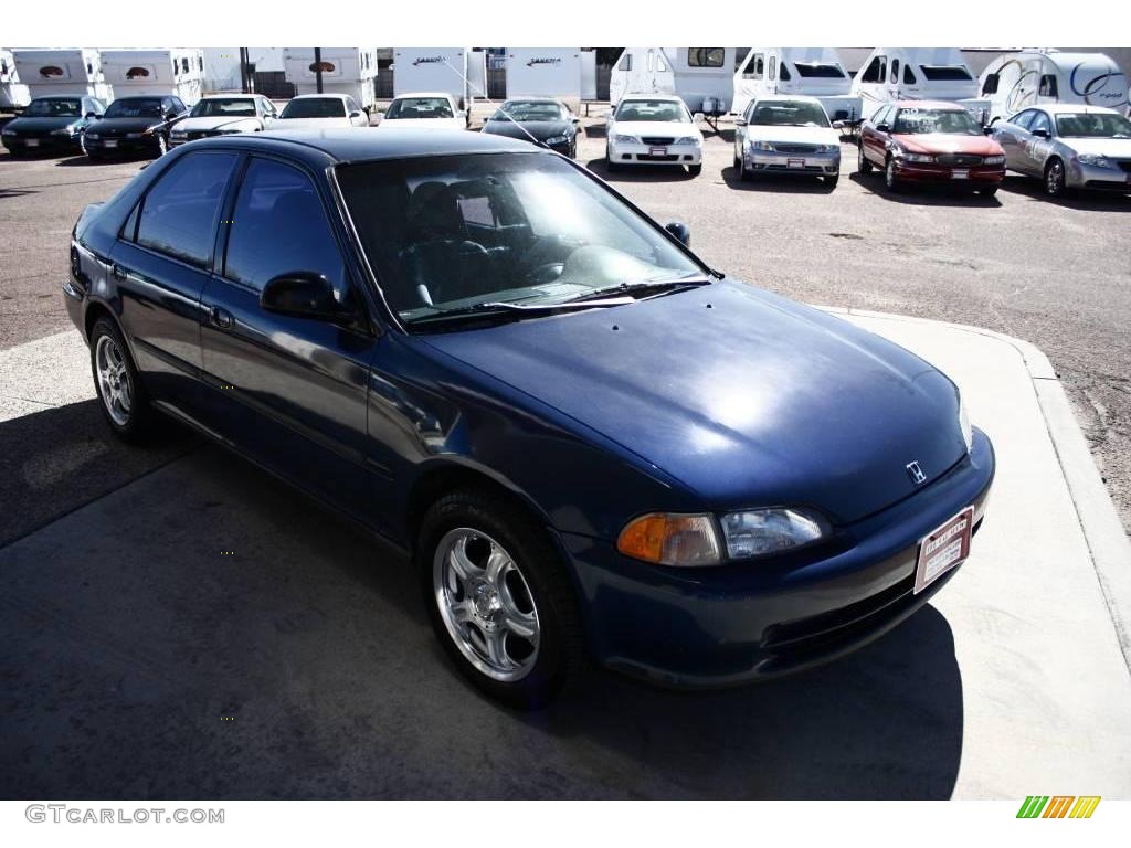 1995 Civic DX Sedan - Harvard Blue Pearl / Grey photo #2