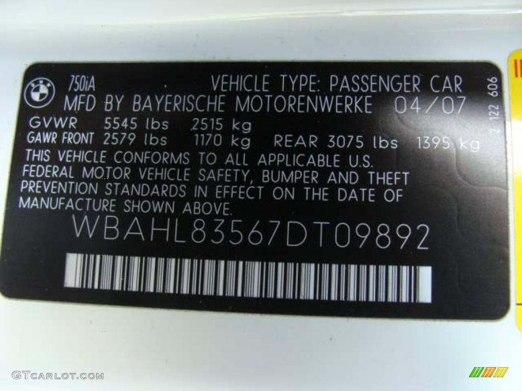 2007 7 Series 750i Sedan - Alpine White / Black photo #26