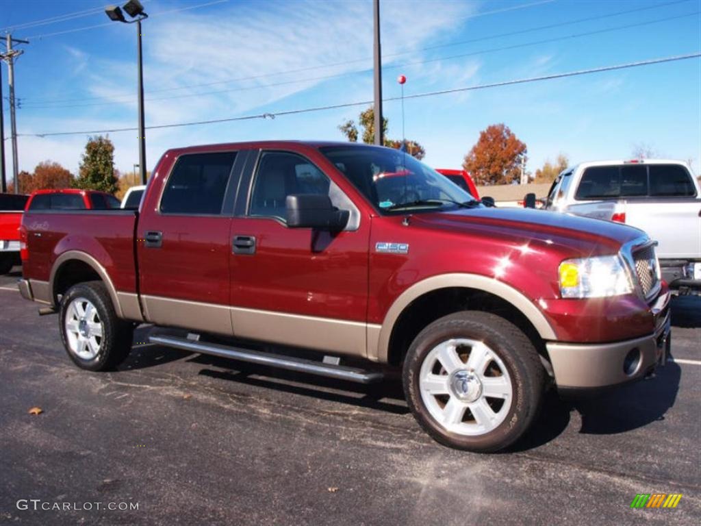 2006 F150 Lariat SuperCrew 4x4 - Dark Toreador Red Metallic / Tan photo #2