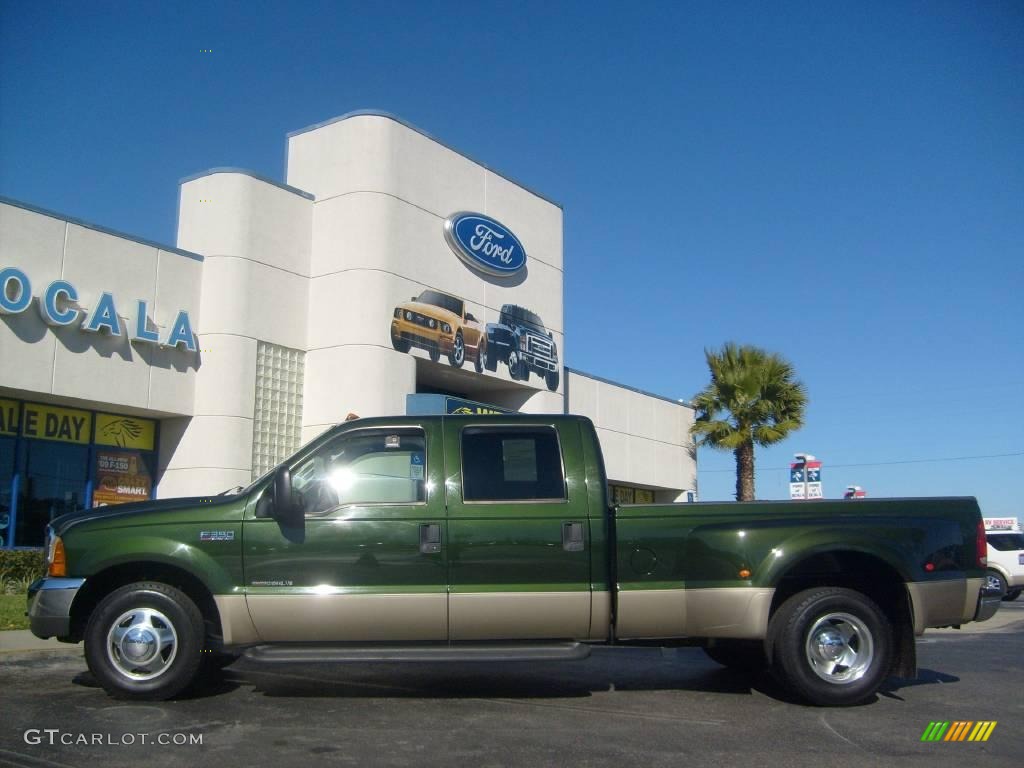 2000 F350 Super Duty Lariat Crew Cab Dually - Woodland Green Metallic / Medium Parchment photo #5