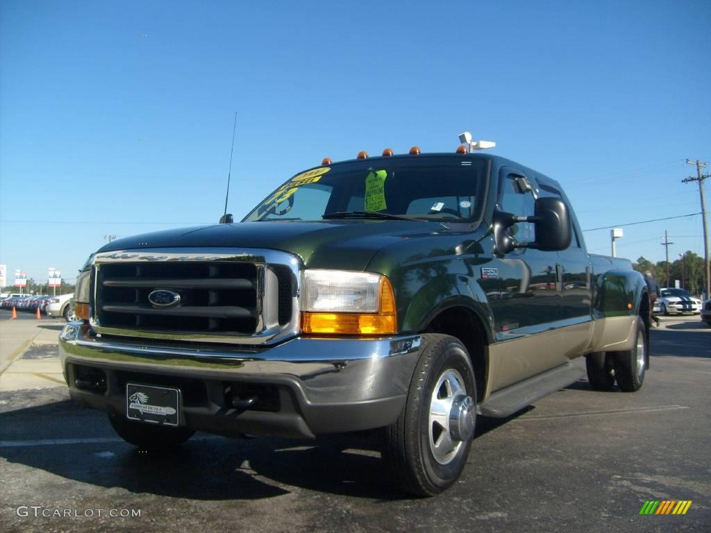 2000 F350 Super Duty Lariat Crew Cab Dually - Woodland Green Metallic / Medium Parchment photo #6