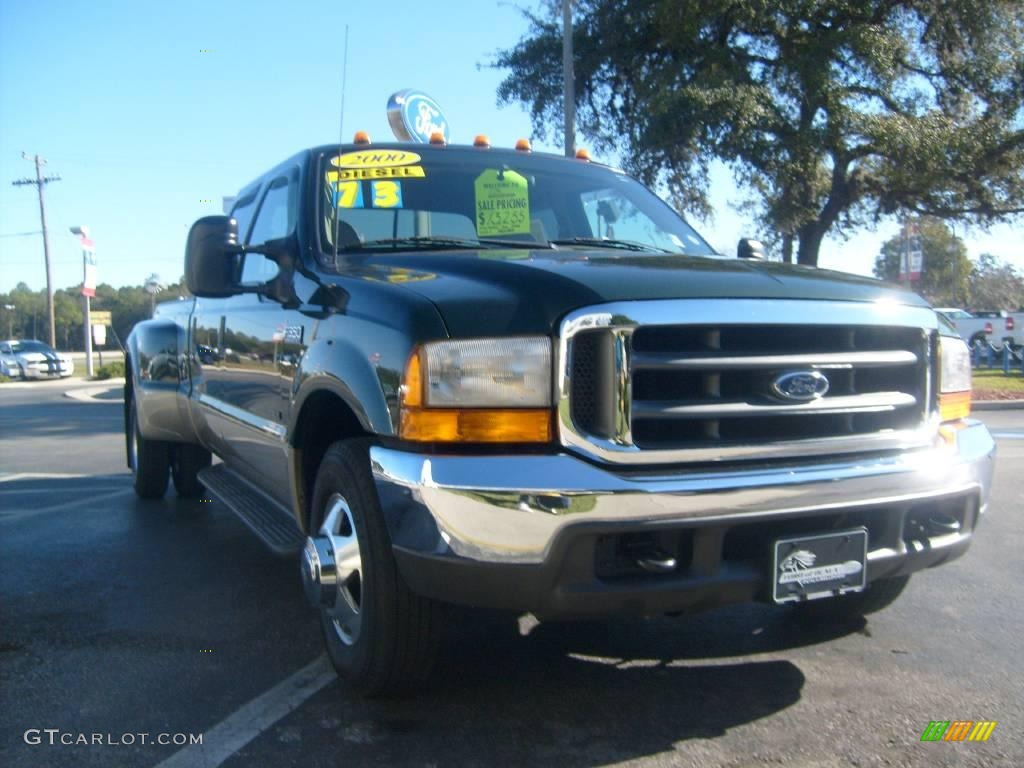 2000 F350 Super Duty Lariat Crew Cab Dually - Woodland Green Metallic / Medium Parchment photo #8