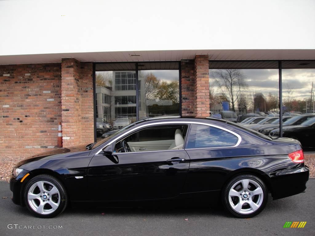 2007 3 Series 328xi Coupe - Jet Black / Cream Beige photo #3