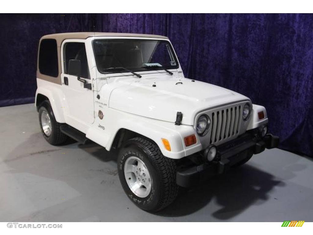 2000 Wrangler Sahara 4x4 - Stone White / Camel/Dark Green photo #1