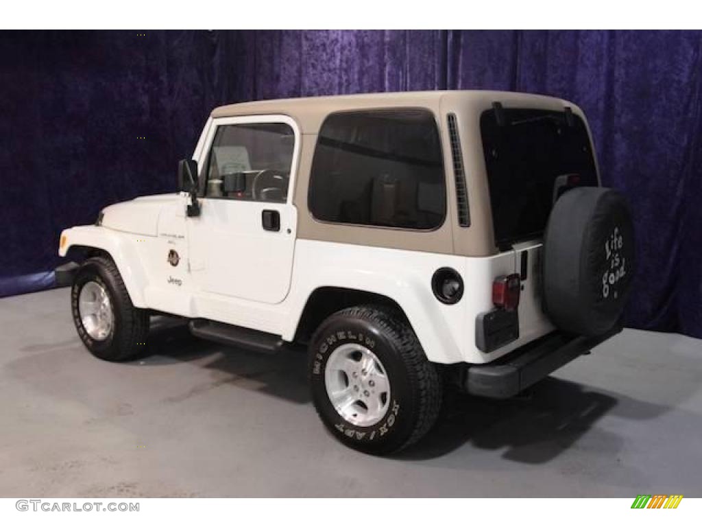 2000 Wrangler Sahara 4x4 - Stone White / Camel/Dark Green photo #2