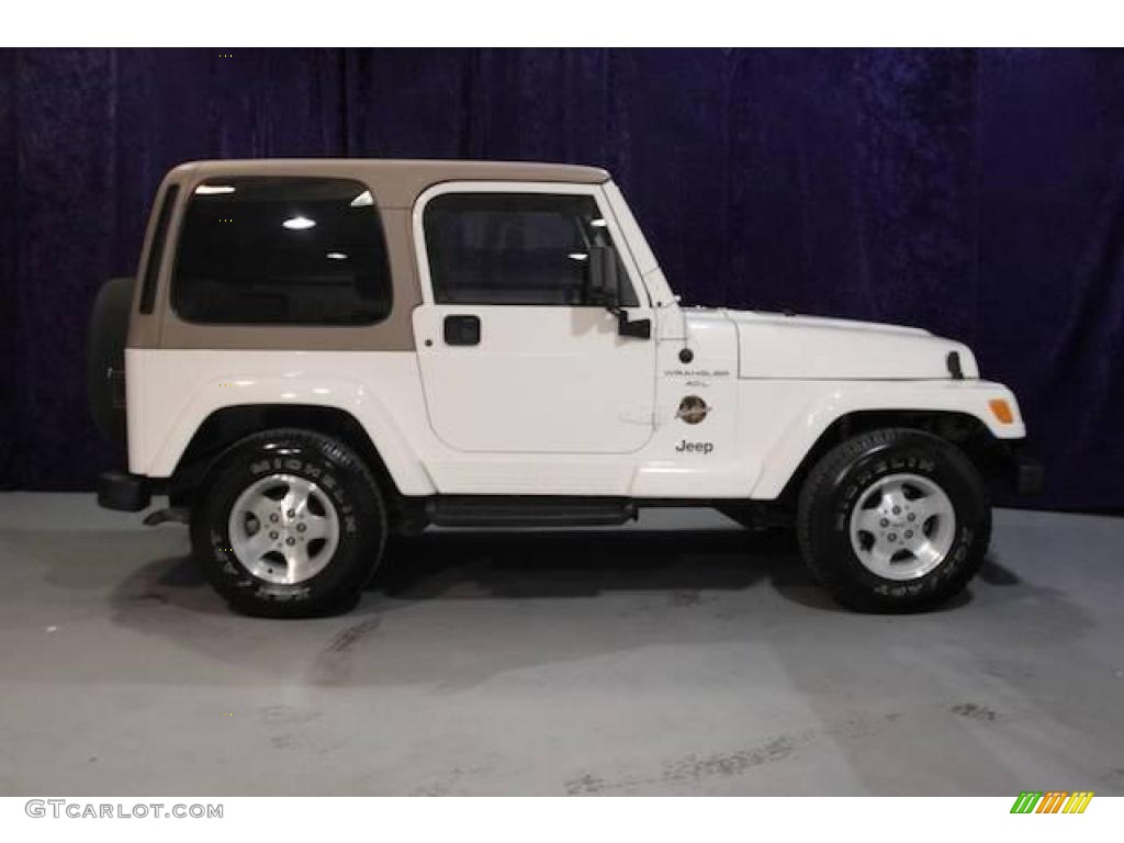 2000 Wrangler Sahara 4x4 - Stone White / Camel/Dark Green photo #3