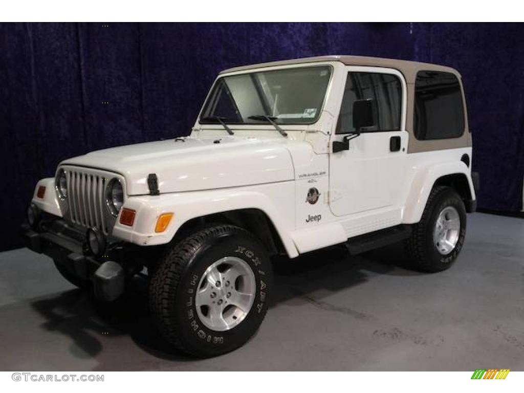 2000 Wrangler Sahara 4x4 - Stone White / Camel/Dark Green photo #29