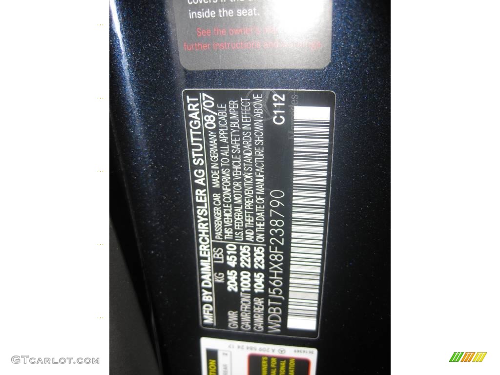 2008 CLK Color Code 112 for Majestic Black Metallic Photo #21267586