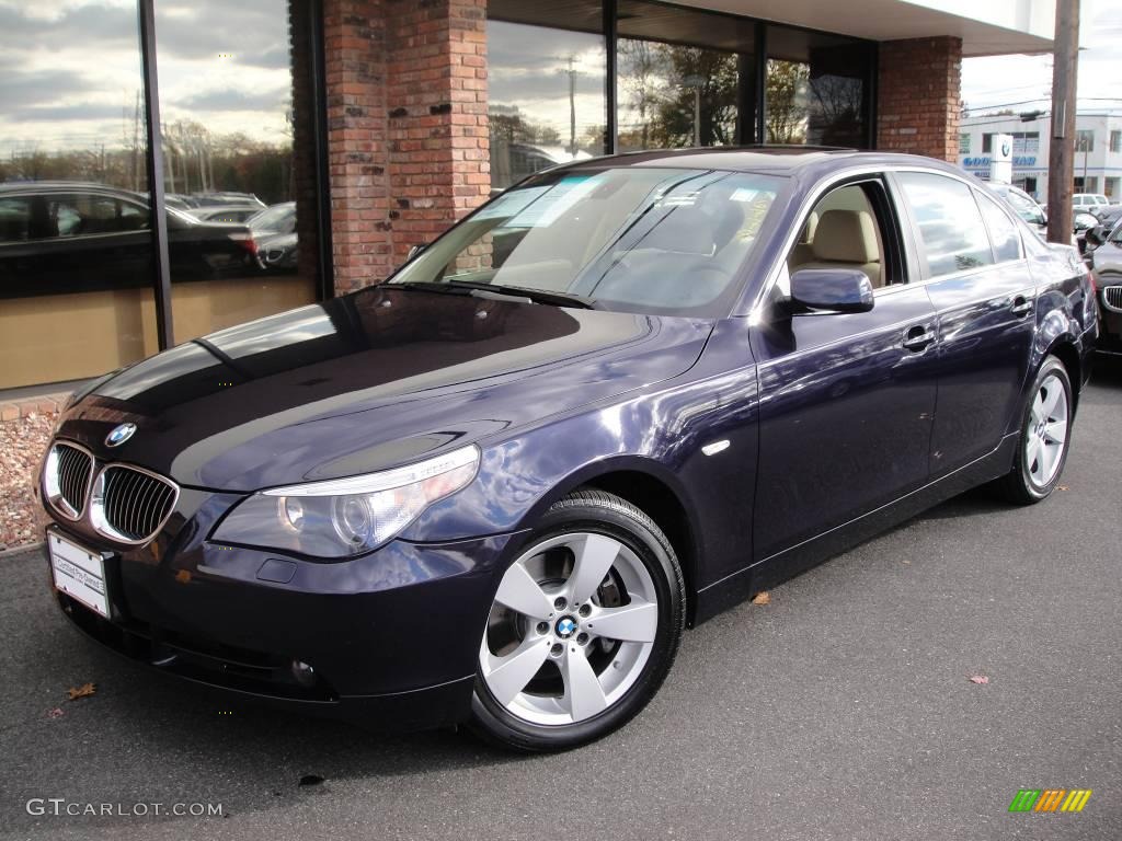 2007 5 Series 530xi Sedan - Monaco Blue Metallic / Beige photo #1