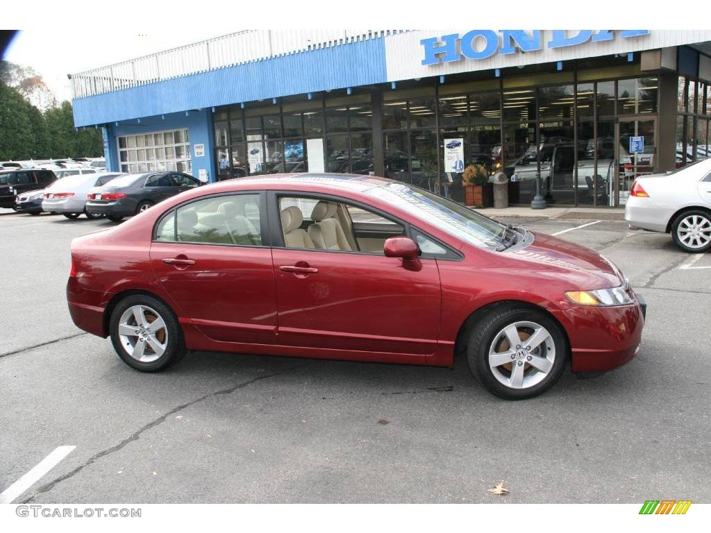 2007 Civic EX Sedan - Tango Red Pearl / Ivory photo #4