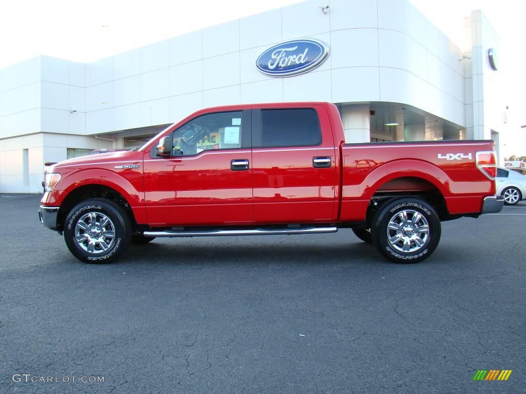 2010 F150 XLT SuperCrew 4x4 - Vermillion Red / Tan photo #5