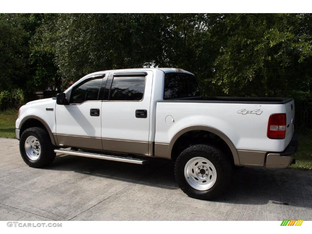 2004 F150 Lariat SuperCrew 4x4 - Oxford White / Tan photo #7