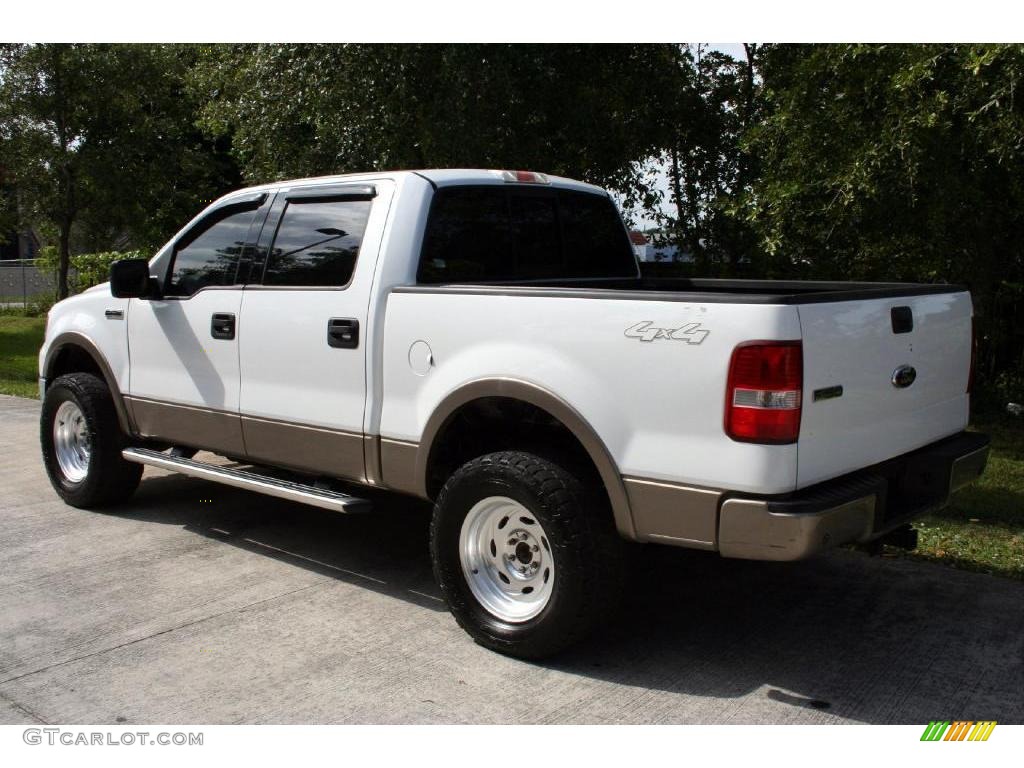 2004 F150 Lariat SuperCrew 4x4 - Oxford White / Tan photo #8