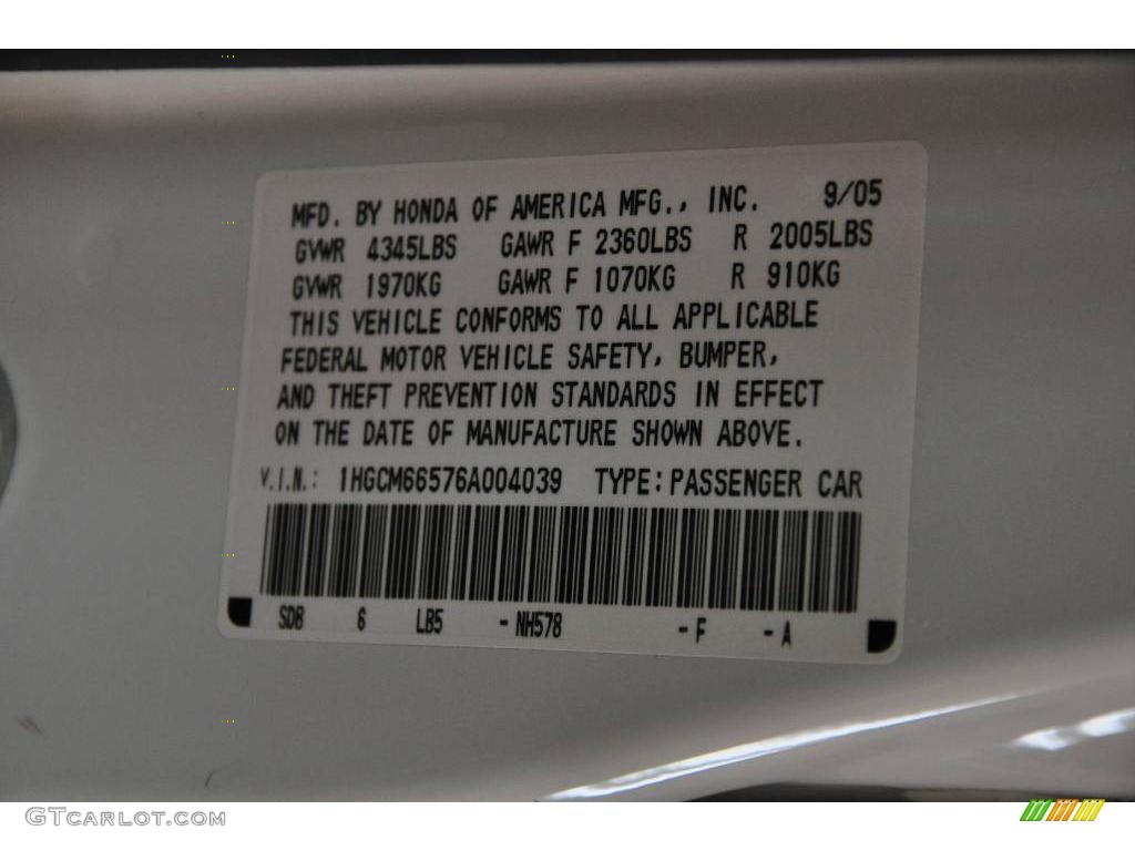 2006 Accord EX-L V6 Sedan - Taffeta White / Ivory photo #11