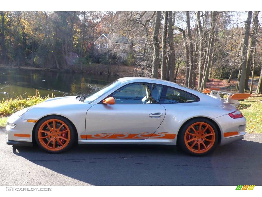 2007 911 GT3 RS - Arctic Silver Metallic/Orange / Black photo #3