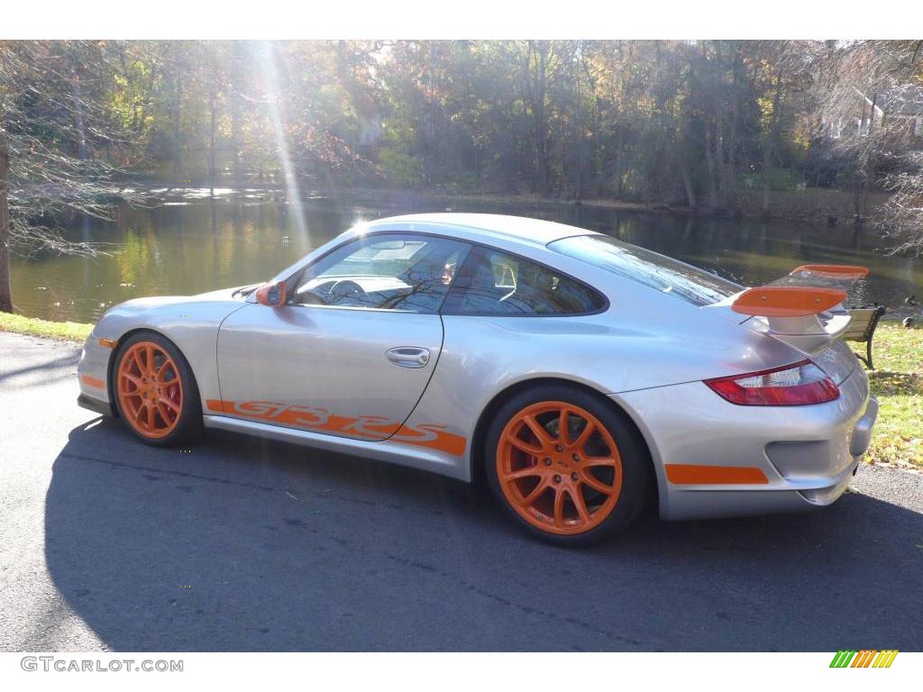 2007 911 GT3 RS - Arctic Silver Metallic/Orange / Black photo #4