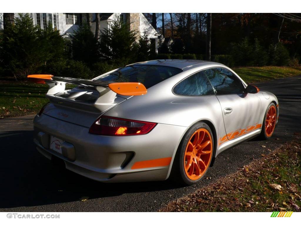 2007 911 GT3 RS - Arctic Silver Metallic/Orange / Black photo #6