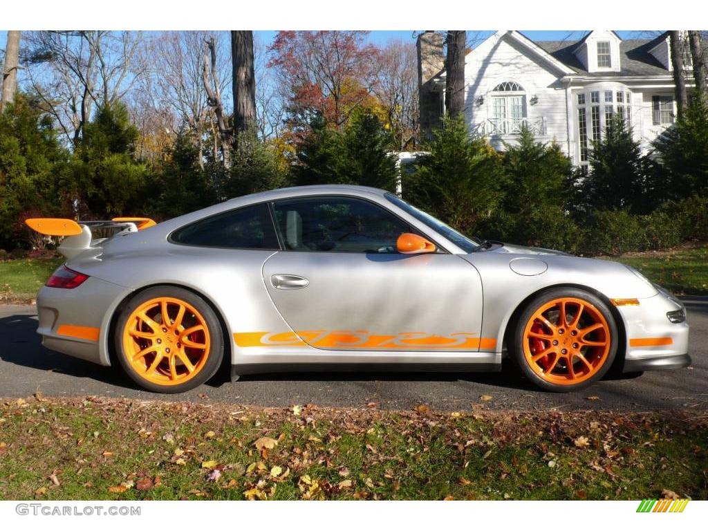 2007 911 GT3 RS - Arctic Silver Metallic/Orange / Black photo #7