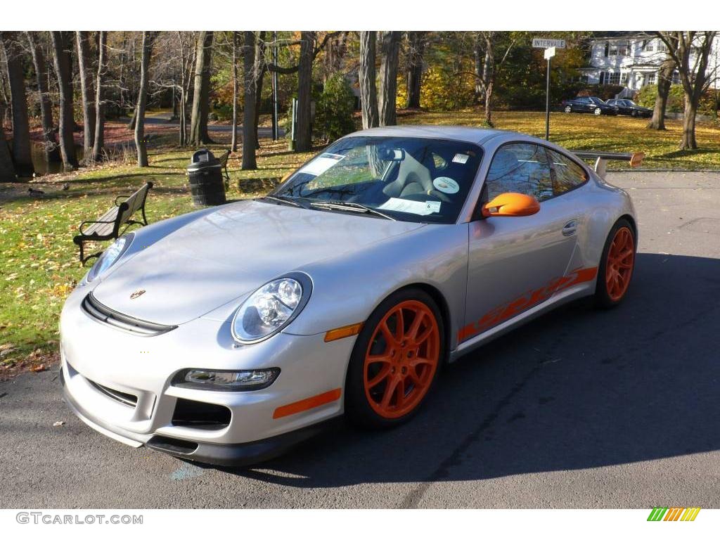 2007 911 GT3 RS - Arctic Silver Metallic/Orange / Black photo #8