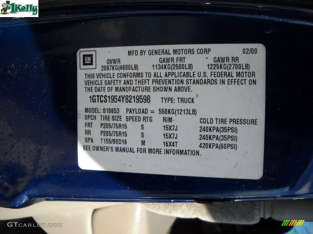 2000 Sonoma SLS Sport Extended Cab - Indigo Blue Metallic / Pewter photo #10