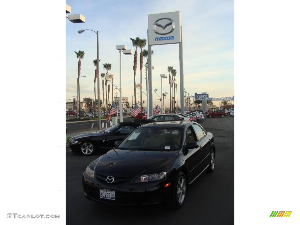 2008 MAZDA6 i Sport Sedan - Onyx Black / Beige photo #1