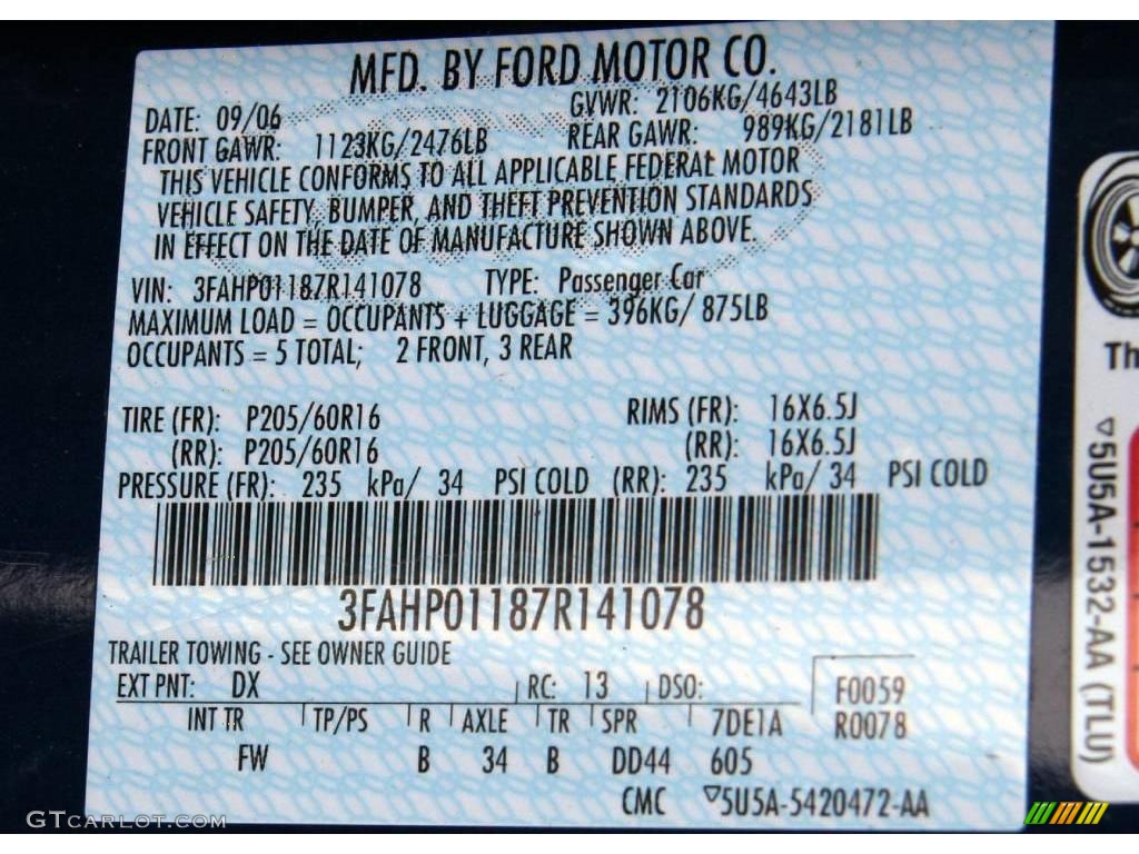 2007 Fusion SE V6 AWD - Dark Blue Pearl Metallic / Charcoal Black photo #16