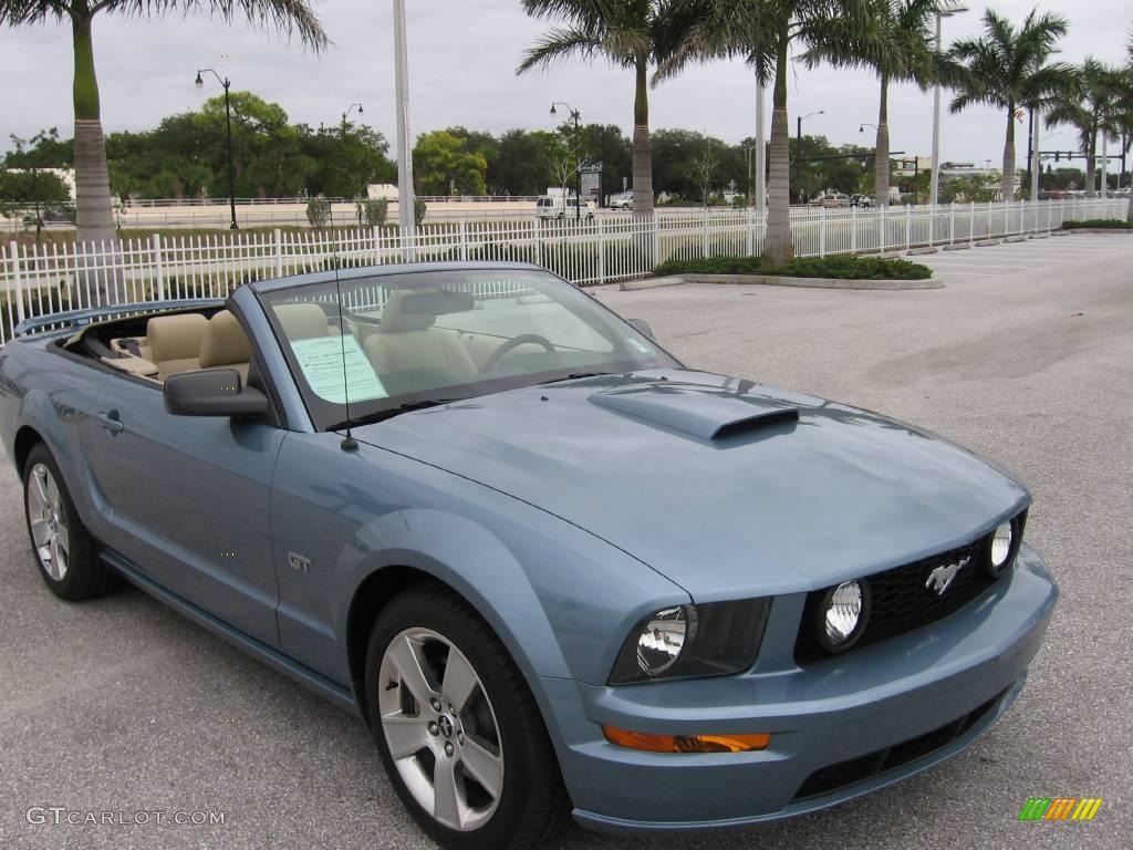 2007 Mustang GT Premium Convertible - Windveil Blue Metallic / Medium Parchment photo #1