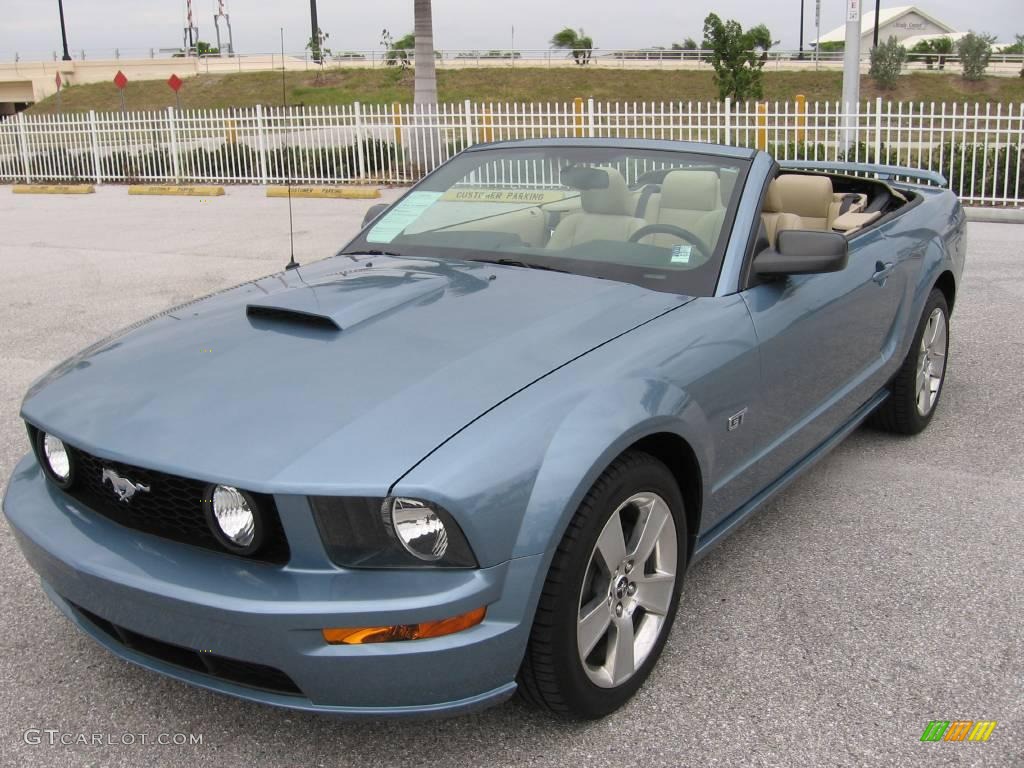 2007 Mustang GT Premium Convertible - Windveil Blue Metallic / Medium Parchment photo #2
