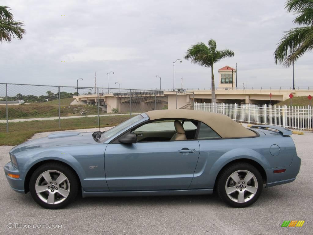 2007 Mustang GT Premium Convertible - Windveil Blue Metallic / Medium Parchment photo #20