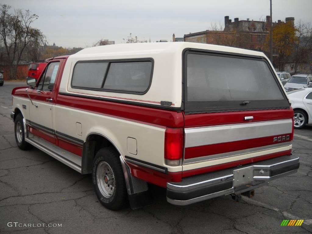 1991 F150 XLT Regular Cab - Scarlet Red / Scarlet Red photo #4