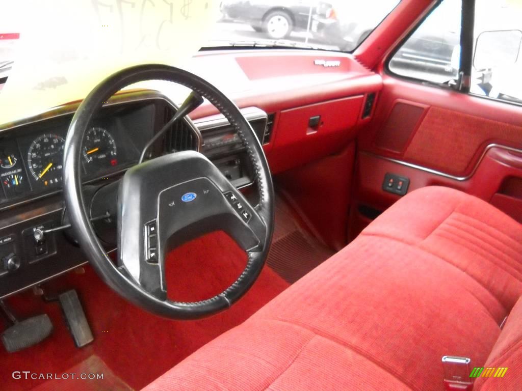 1991 F150 XLT Regular Cab - Scarlet Red / Scarlet Red photo #7