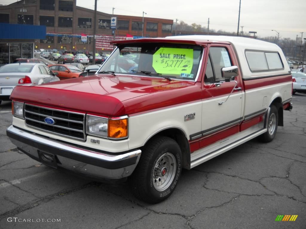 1991 F150 XLT Regular Cab - Scarlet Red / Scarlet Red photo #17