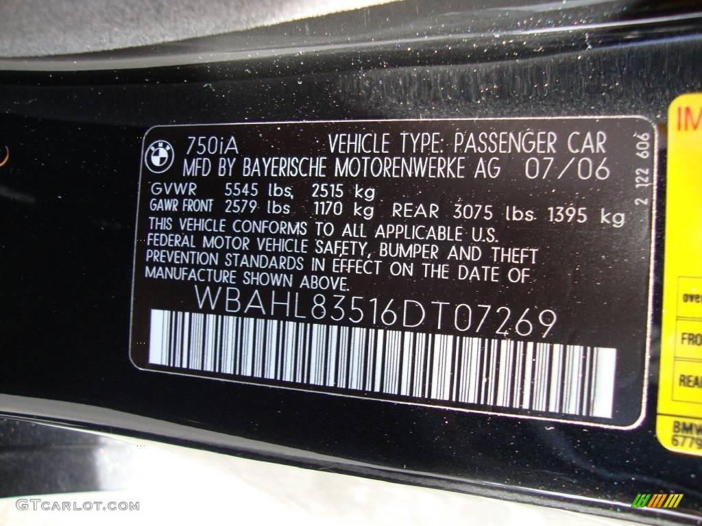 2006 7 Series 750i Sedan - Jet Black / Black/Black photo #5