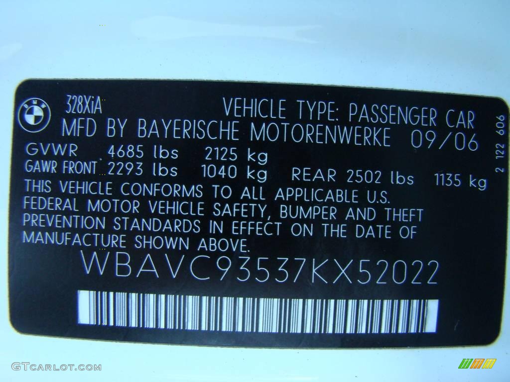 2007 3 Series 328xi Sedan - Alpine White / Black photo #15