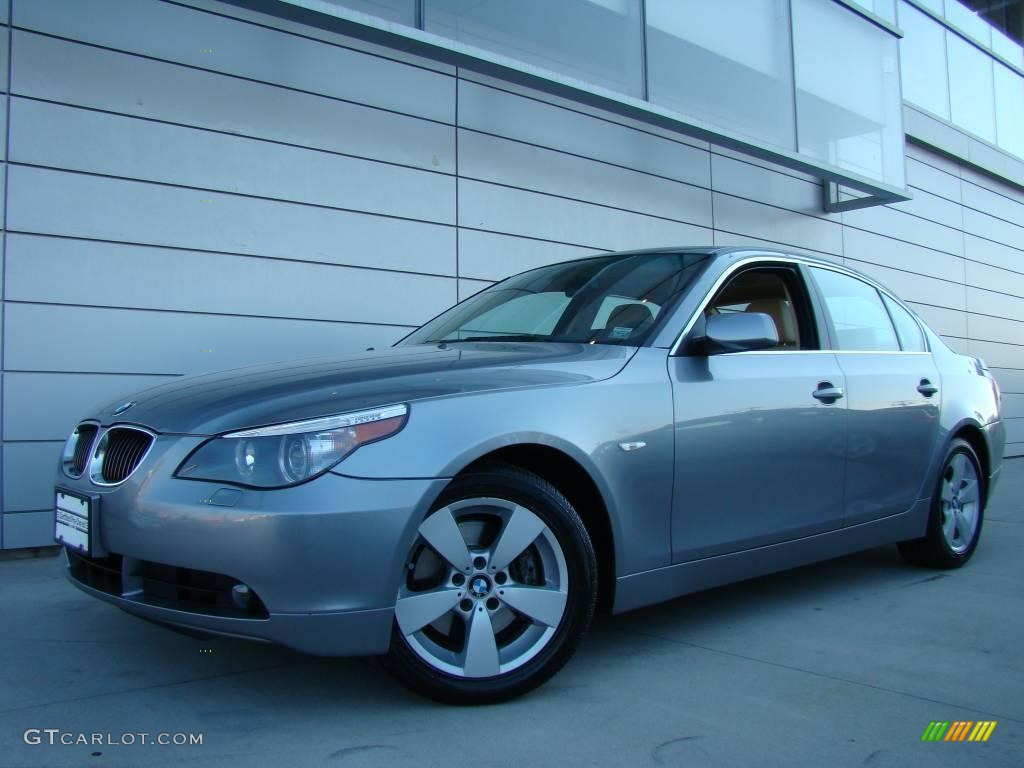 2007 5 Series 530xi Sedan - Silver Grey Metallic / Beige photo #1