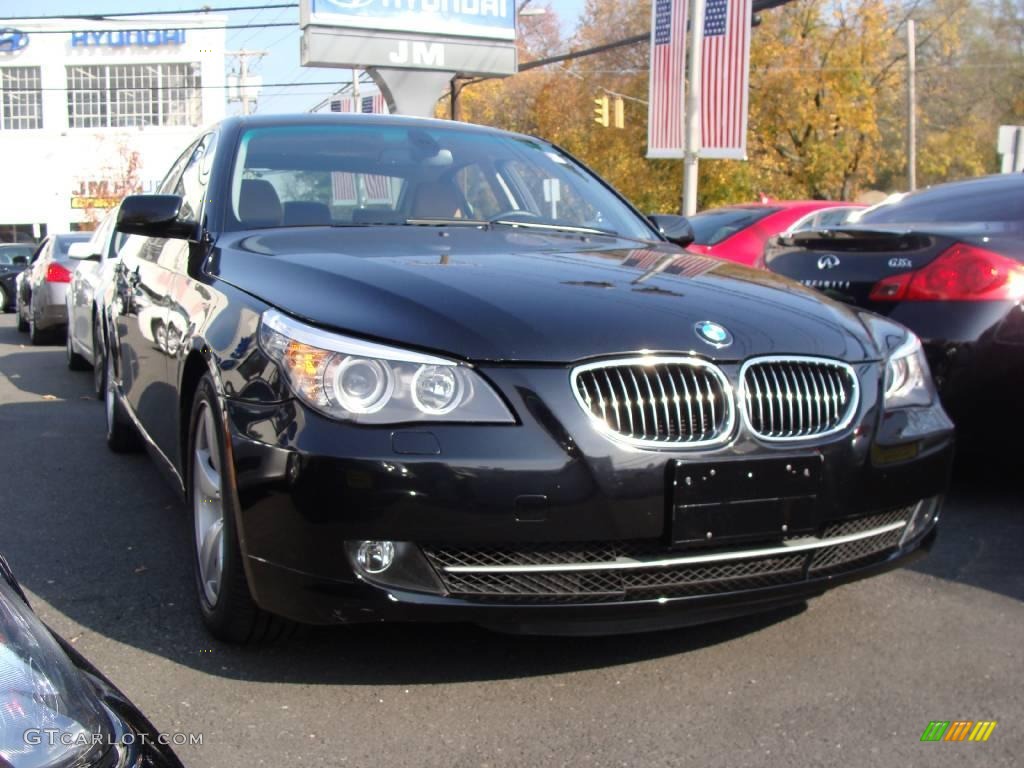 2008 5 Series 528i Sedan - Jet Black / Natural Brown photo #1