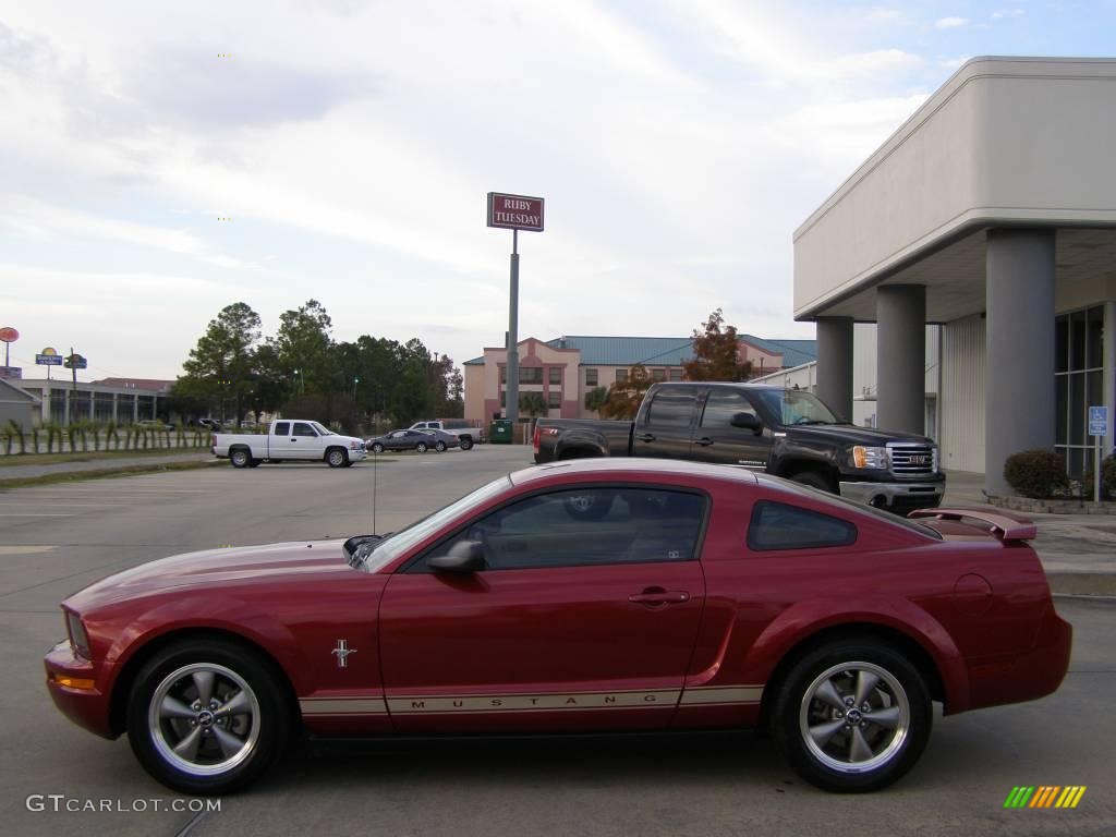 2006 Mustang V6 Premium Coupe - Redfire Metallic / Light Parchment photo #2