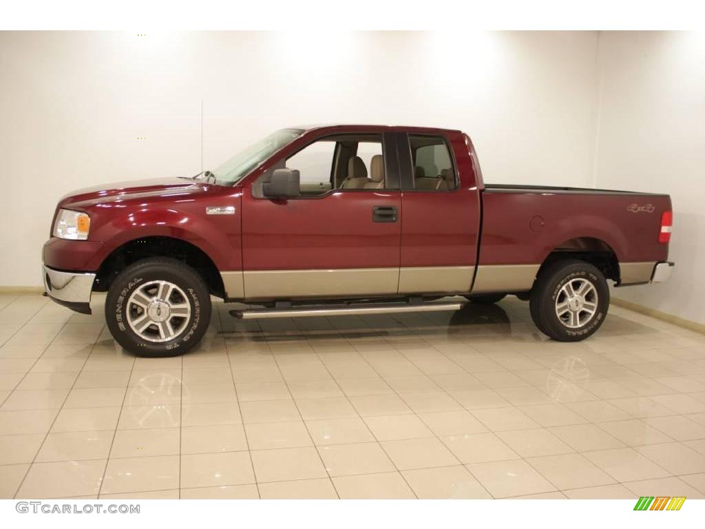 2006 F150 XLT SuperCab 4x4 - Dark Toreador Red Metallic / Tan photo #4