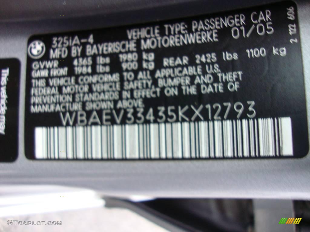 2005 3 Series 325i Sedan - Silver Grey Metallic / Black photo #40