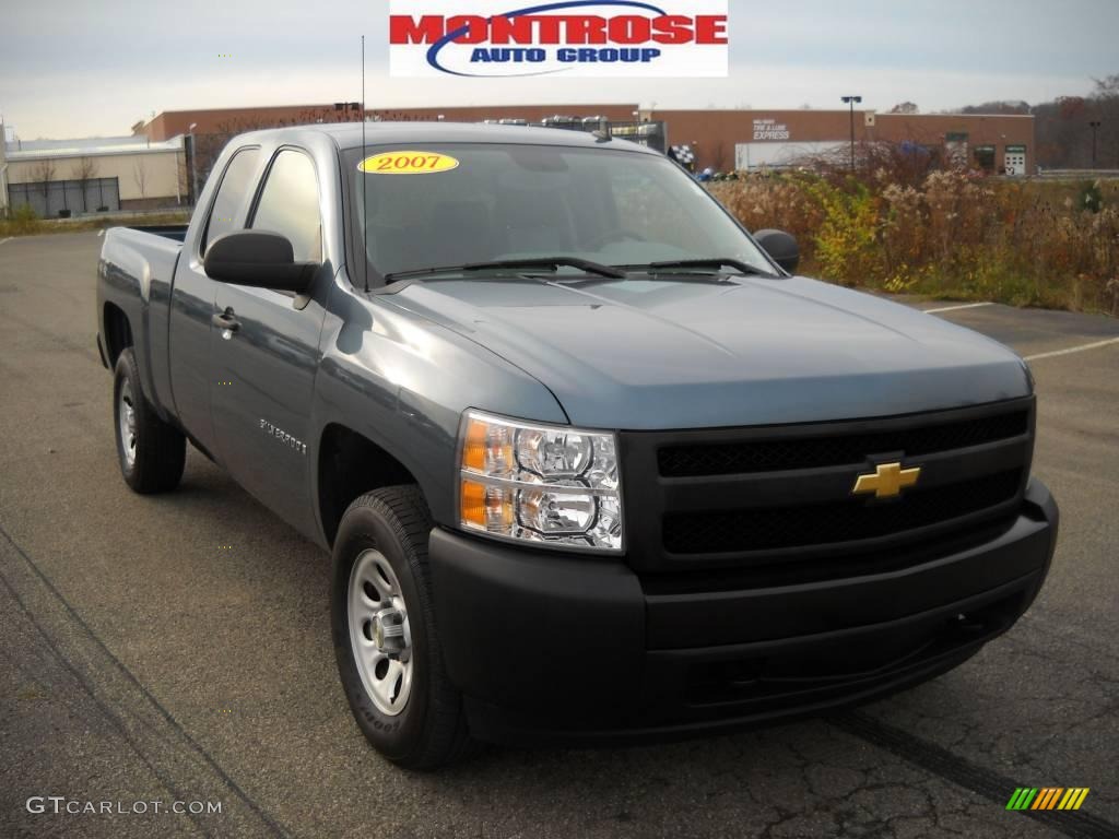 2007 Silverado 1500 Work Truck Extended Cab 4x4 - Blue Granite Metallic / Dark Titanium Gray photo #23